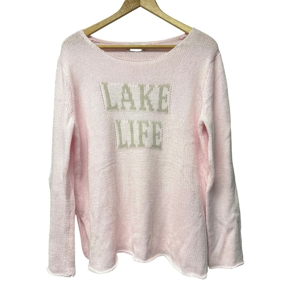 Miracle Lake Life Sweater Women’s Medium Blush Pink Lightweight Knit Coastal